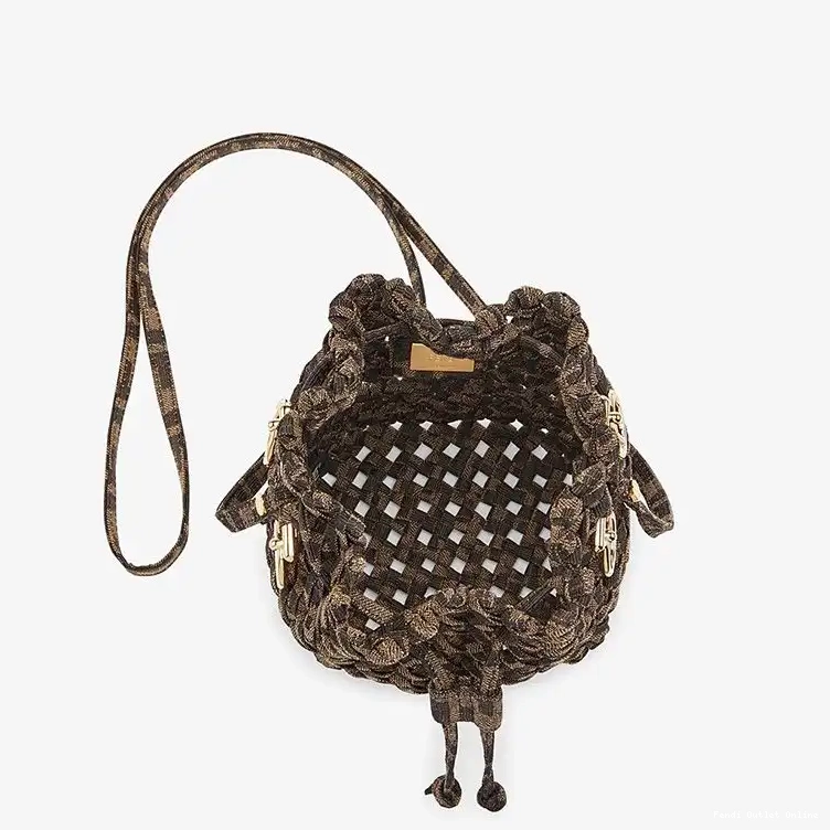 Affordable Interlace Tresor Coffee Mon Bag Fabric In Bucket Mini Fendi 0622